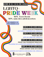 Flyer with details of pride week crafternoons.