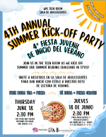 Teen Summer Party Flyer. Same info as the calendar post
