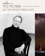 Black text on a beige background reads Celebrity Series of Boston Yo-Yo Ma We the People Simulcast. 