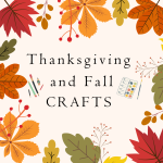 Leaves around the border, says thanksgiving and fall crafts