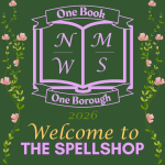 A graphic image featuring the logo for the One Book One Borough initiative featuring the first lette