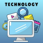 Computer icon with text spelling Technology