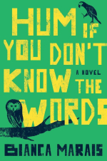 Green book cover with yellow words and the black images of a parrot and an owl.