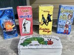 Bricks painted to look like children's books.