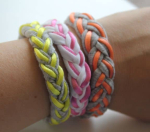 bracelets made of strips of t-shirt and cord