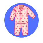 pink cartoon pajamas.