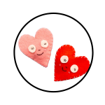 hearts with google eyes