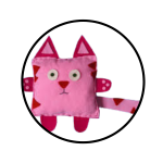 home sewn pink cat stuffie