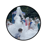 kids jumping in bubbles