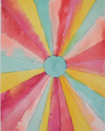 Watercolor sunburst painting