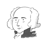 John Adams in a black and white doodle.