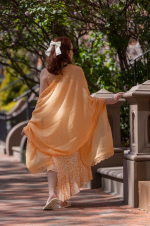 luna joachim orange dress and scarf