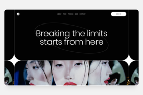 Portfolio photography landing page for agency. Hero section in black colors.