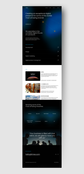 Creative landing page for digital studio