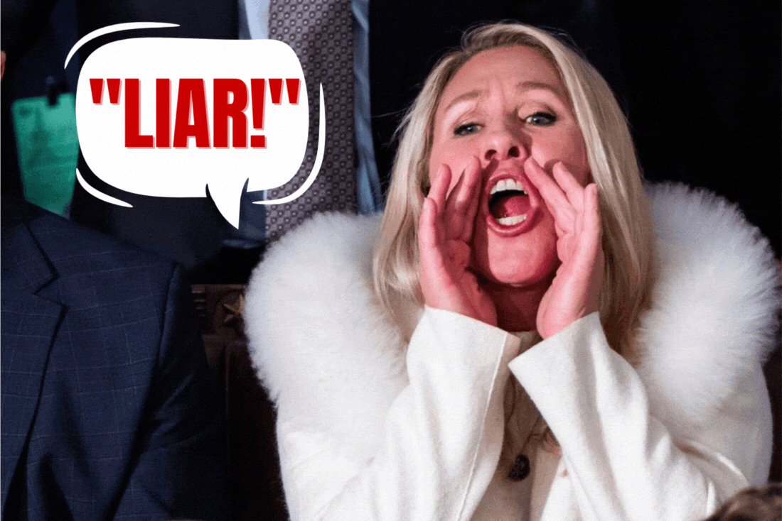 Marjorie Taylor Greene shouting 'LIAR!'