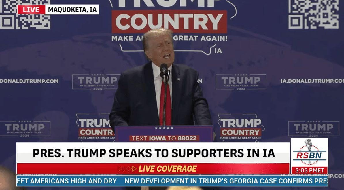 President Trump speaks to supporters in Iowa