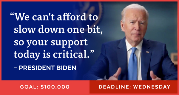 Biden: 'We can't afford to slow down one bit.'