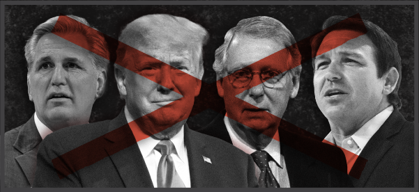 Kevin McCarthy, Donald Trump, Mitch McConnell, and Ron DeSantis
