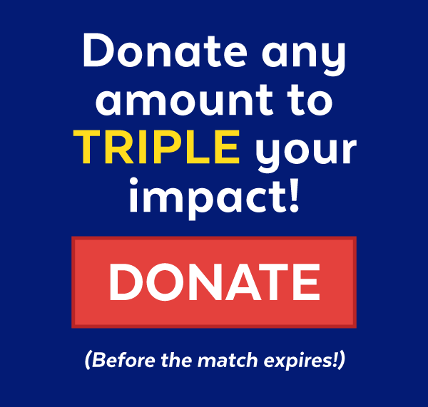 Donate any amount to triple your impact (before the match expires)!