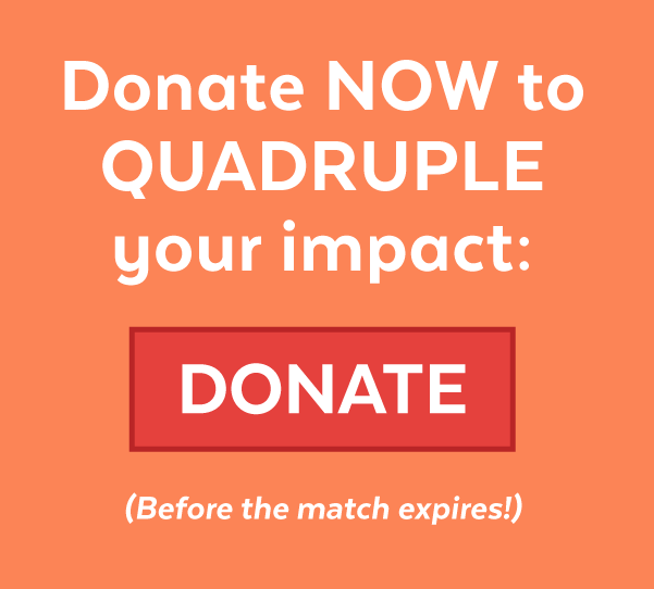 Donate now to QUADRUPLE your impact! (Before the match expires!)