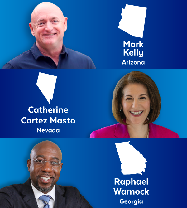 Kelly(AZ), Cortez Masto(NV), and Warnock(GA)