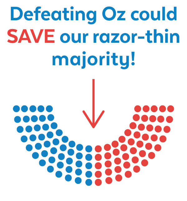 Defeating Oz could SAVE our razor-thin majority!
