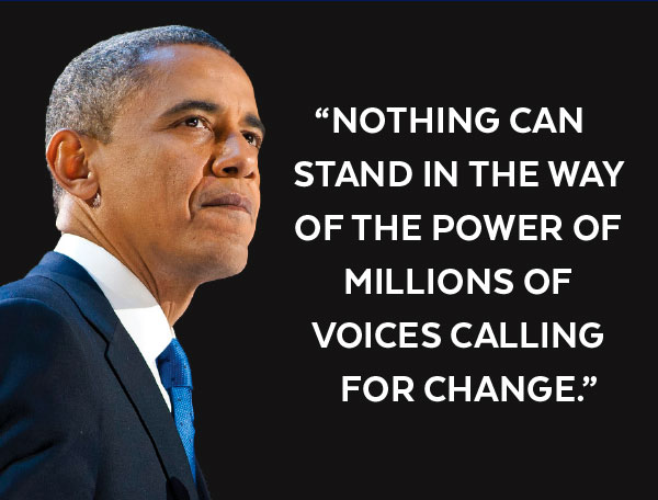 'Nothing can stand in the way of millions of voices calling for change.'