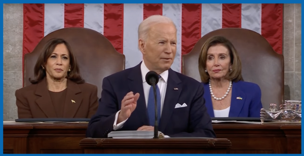 President Biden with Vice President Harris and Nancy Pelosi