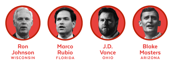 Ron Johnson, Marco Rubio, J.D. Vance, and Blake Masters.