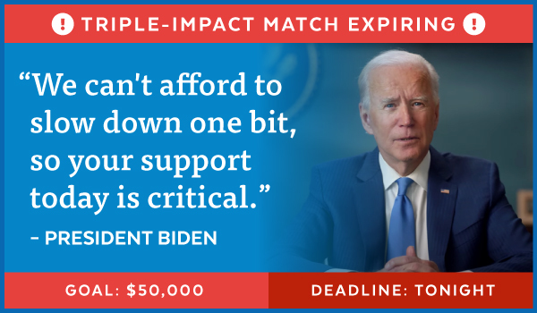 Biden: 'We can't afford to slow down one bit, so your support today is critical'