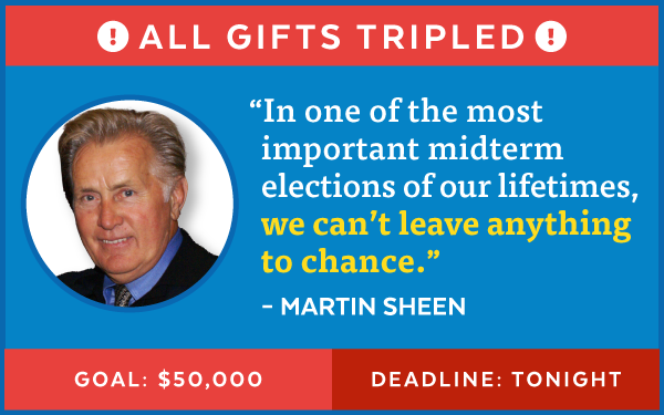 Martin Sheen: 'In one of the most important midterm elections of our lifetimes, we can't leave anything to chance.'