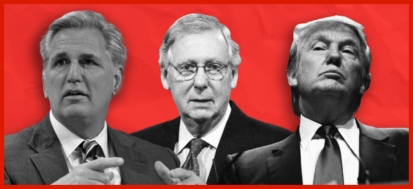 Kevin McCarthy, Mitch McConnell, and Donald Trump