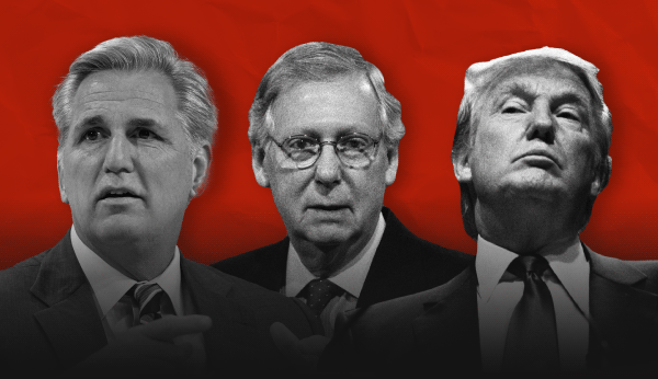 Kevin McCarthy, Mitch McConnell, and Donald Trump