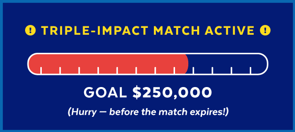 Triple-Impact Match Active | $250,000 Goal | Hurry -- before the match expires!