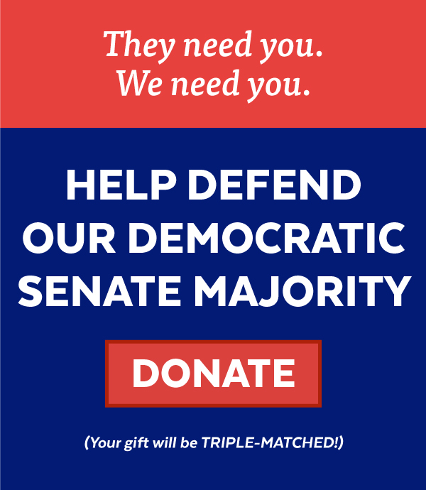 Help defend our Democratic Senate: DONATE (your gift will be 3X-MATCHED!)