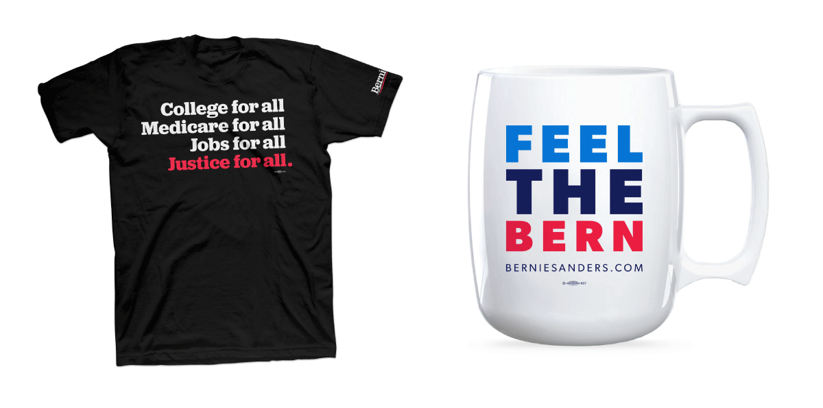 Feel the Bern mug and For All t-shirt