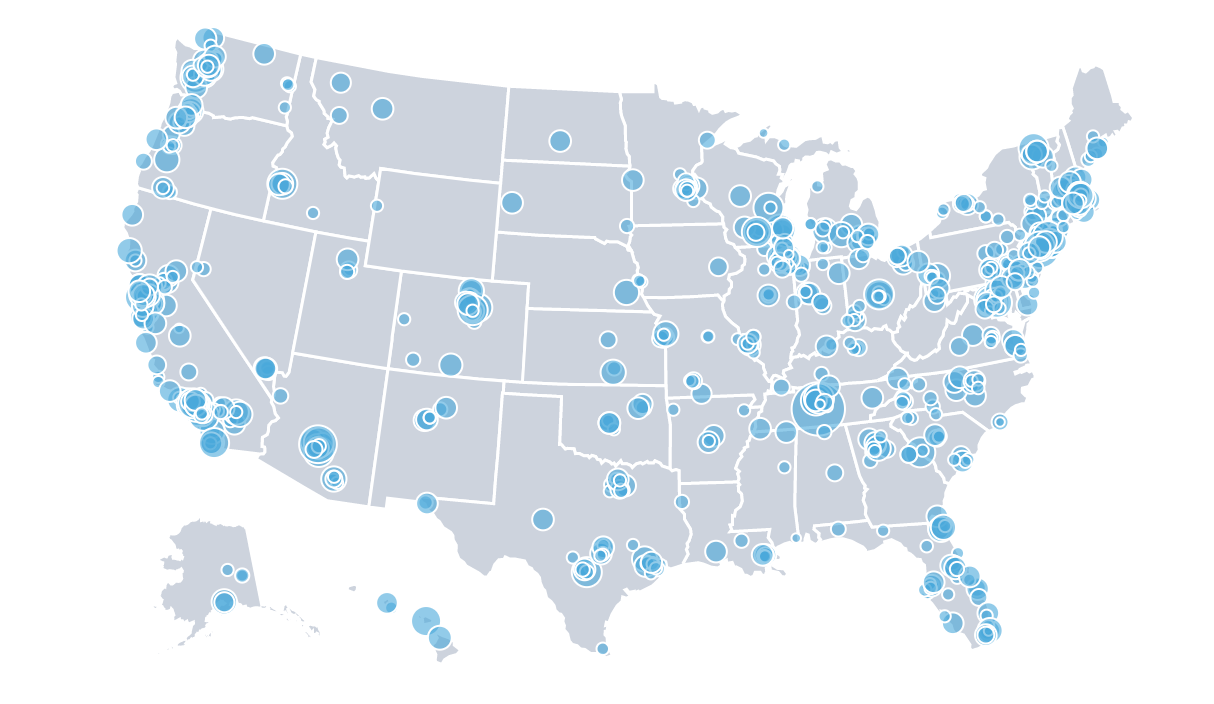 Map of Donations to Bernie 2020