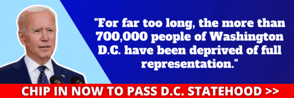 President Biden: For far too long, the more than 700,000 people of Washington D.C. have been deprived of full representation. Amy Klobuchar: It’s time for DC residents to have full representation in their government and make DC the 51st state. Jamie Raskin: Democracy has got to grow...and that means we've gotta make sure that everybody is represented…We've got millions of disenfranchised people in Washington D.C. [that have] been asking for their statehood.