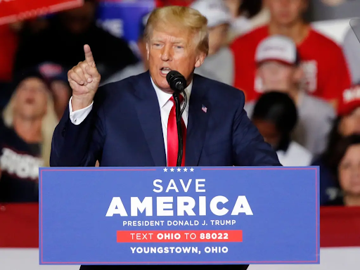 Donald Trump rallying with supporters