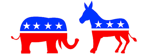 Democratic and Republican party symbols