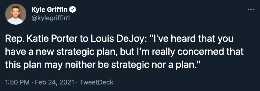 Rep. Katie Porter to Louis DeJoy: I've heard that you have a new strategic plan, but I'm really concerned that this plan may neither be strategic nor a plan.