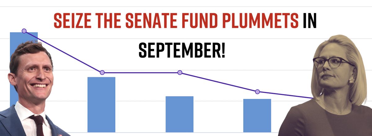 Seize the Senate Fund #’s plummeting in September - picture of Blake Masters and Krysten Sinema