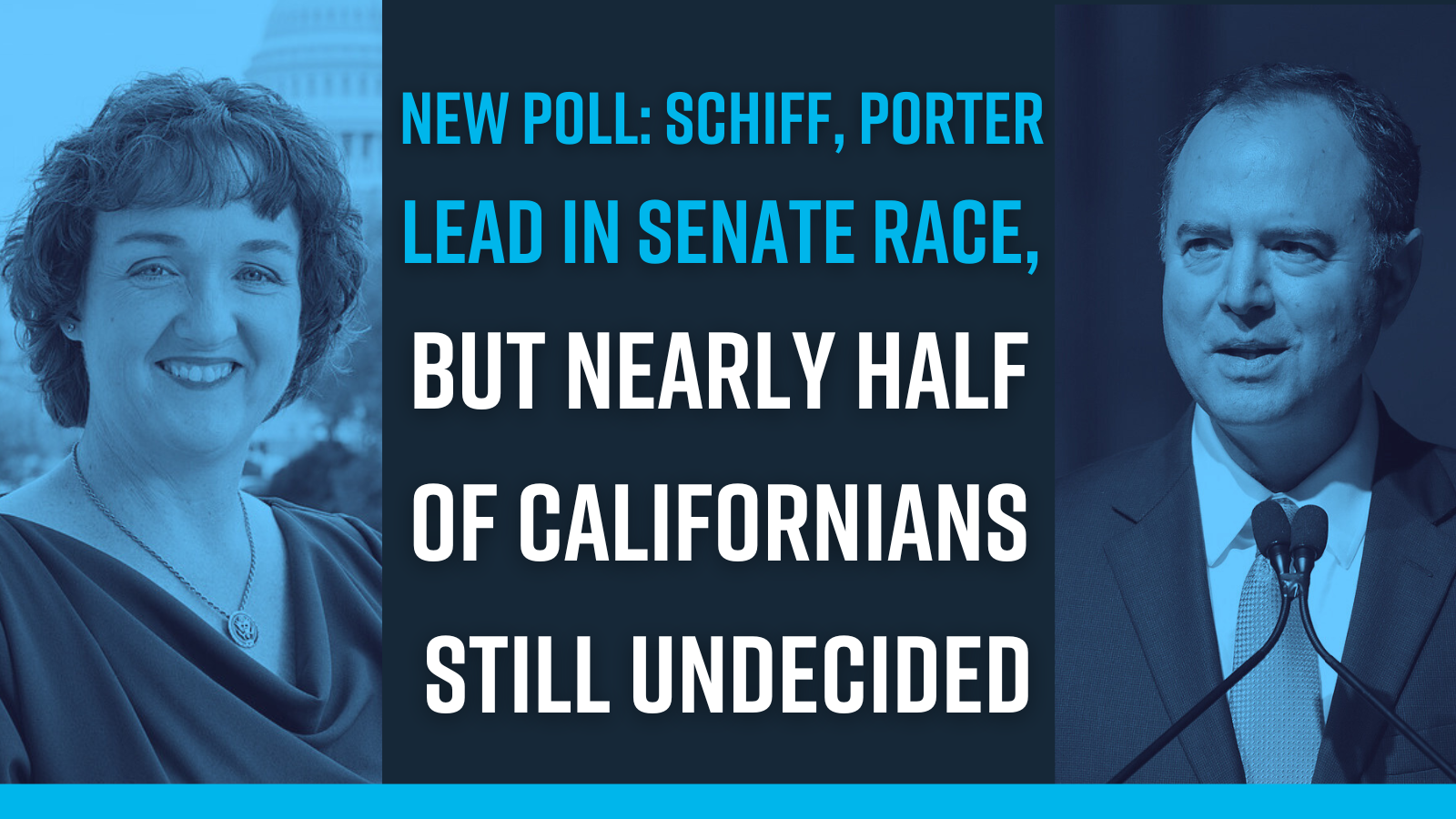 NEW POLL: Schiff, Porter lead in Senate race, but nearly half of Californians still undecided