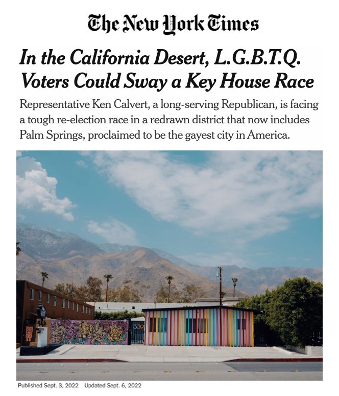 In the CA desert, LGBTQ voters should sway a key House district -The New York Times In the CA desert, LGBTQ voters should sway a key House district -The New York Times