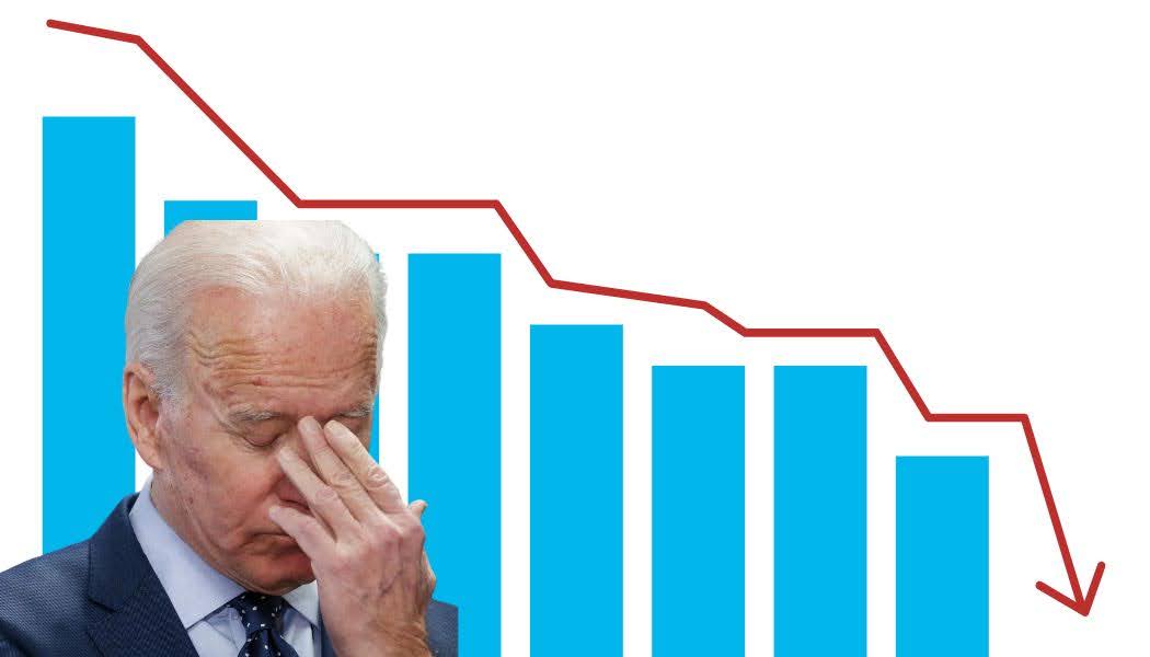 plummeting membership chart with image of President Biden