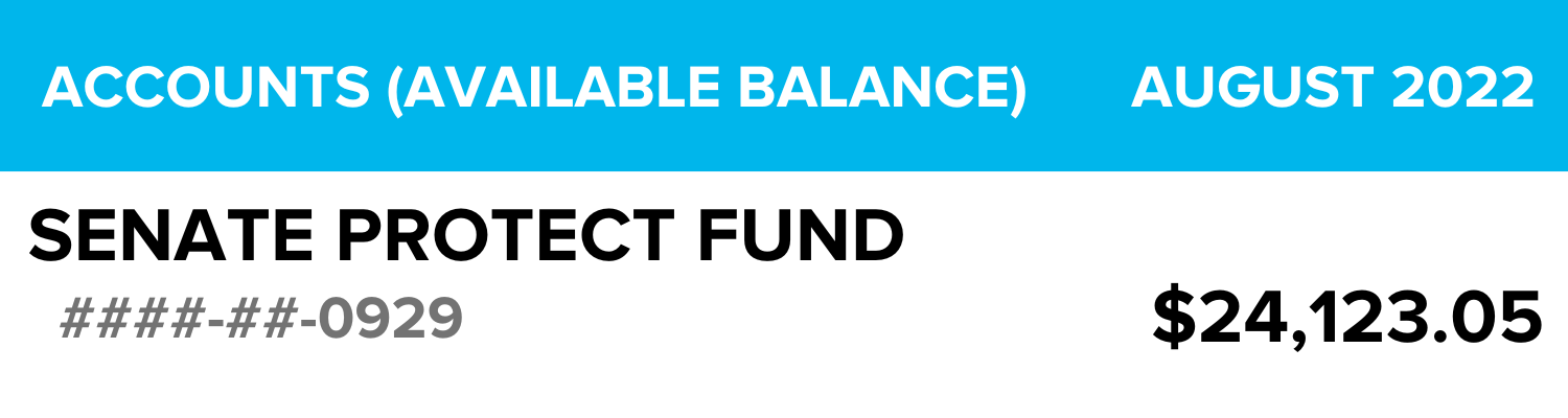 Senate Protect Fund balance: $24,123.05