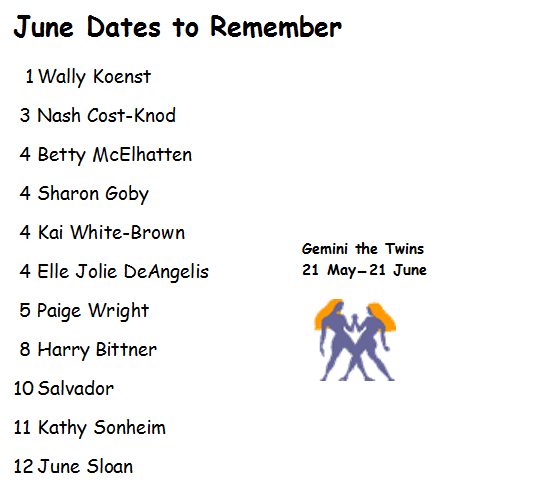 June Dates To Remember
