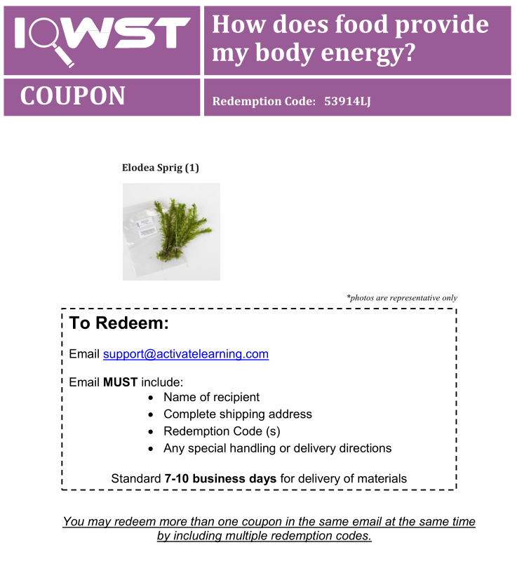 Coupon, Elodea Sprig, IC3