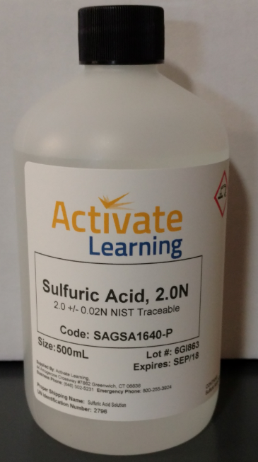 Sulfuric Acid, 2.0N, 500mL