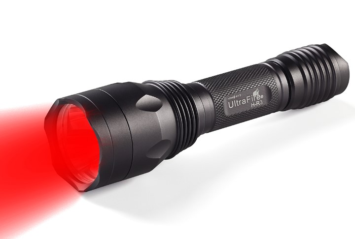 LED Flashlight, zoomable, red beam
